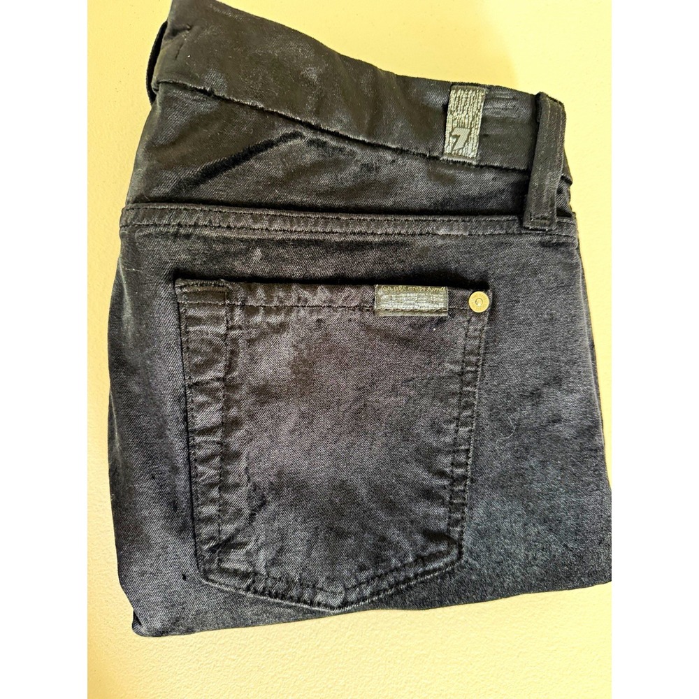 7 For All Mankind Womens Black Velvet Skinny Slim Fit Stretch Jeans 32x28